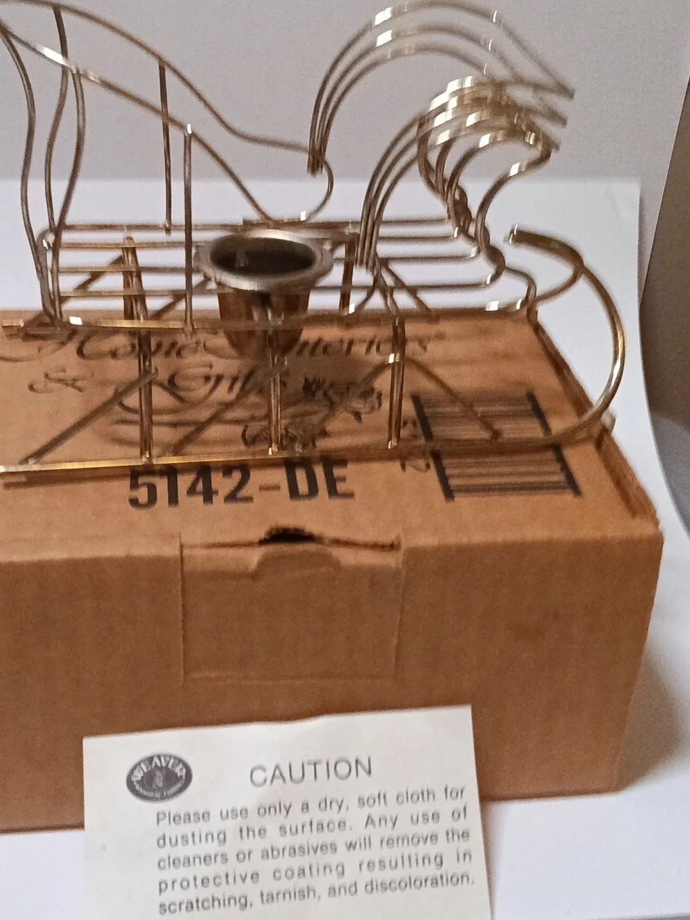 Vintage Home Interiors Brass Wire Sleigh Candle Holder Christmas Decor Boxed